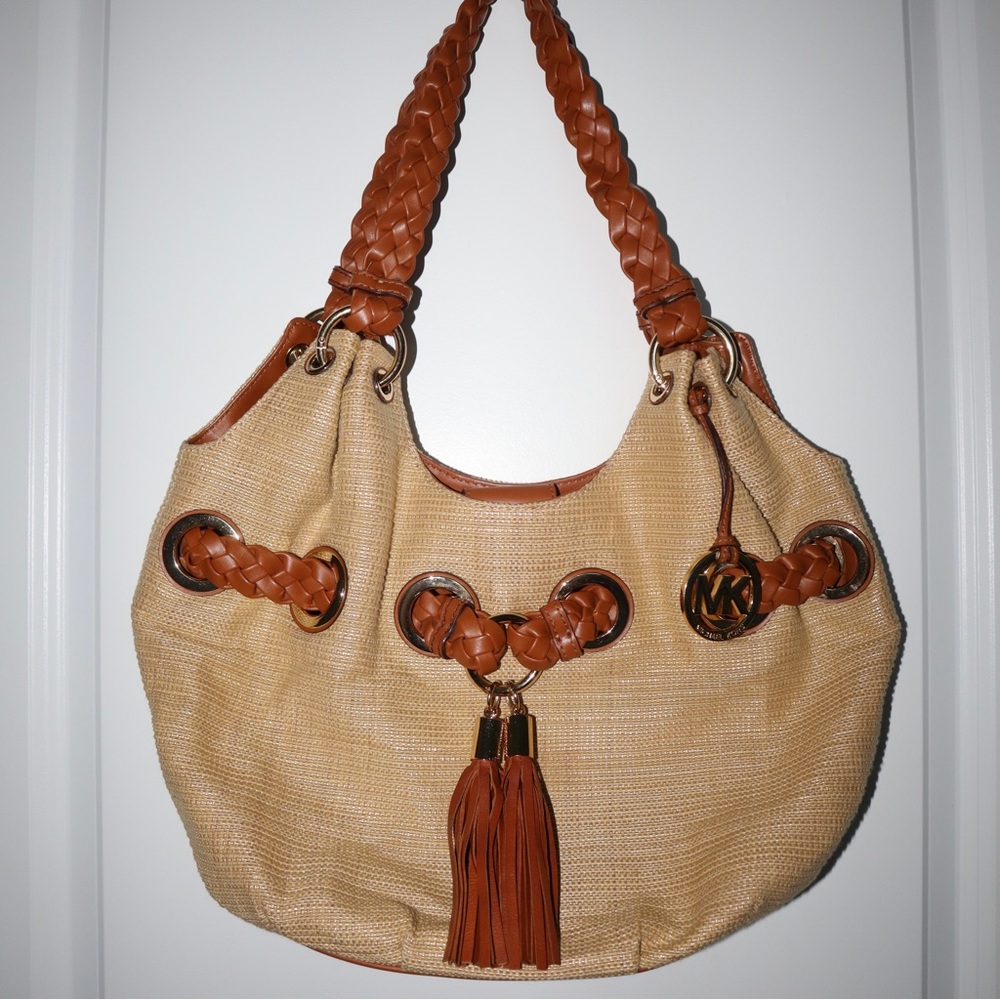Michael Kors Straw Tote w/ Braided Strap